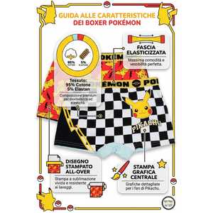 Boxer Set 2 Pezzi Pikachu Pokemon Mutande in Cotone 4/10 Anni - Ez30003/2