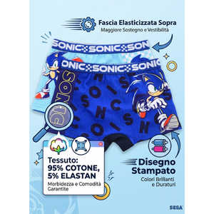 Boxer Set 2 Pezzi Sonic Mutande in Cotone 4/10 Anni - Ez30034/1