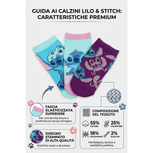 Calzini Stitch DISNEY in Misto Cotone 3 Paia Assortiti 23/34 - Ez06019/1