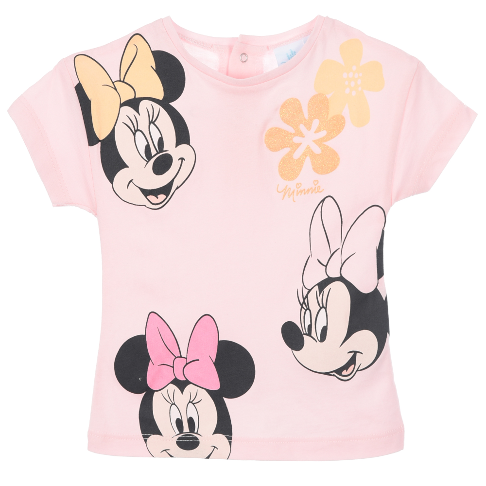 T-Shirt Maniche Corte Minnie DISNEY Maglietta 100% Cotone Dettagli Glitter Neonata - Ez00008rosa