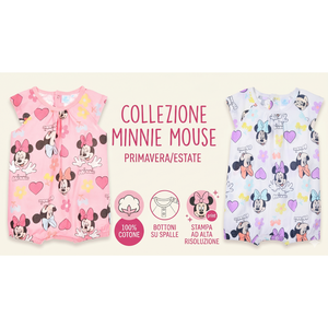 Pagliaccetto Minnie DISNEY Body Smanicato 100% Cotone Neonata - Ez00005bianco