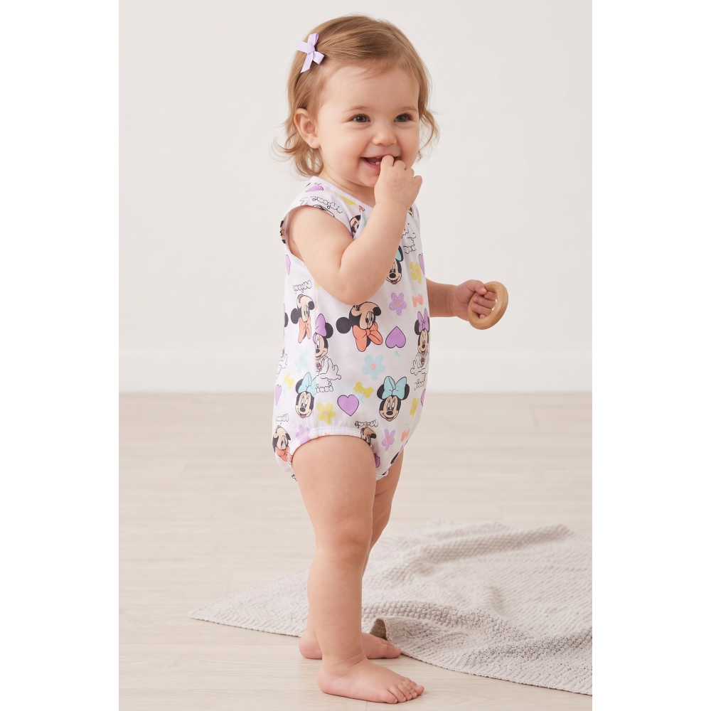 Pagliaccetto Minnie DISNEY Body Smanicato 100% Cotone Neonata - Ez00005bianco