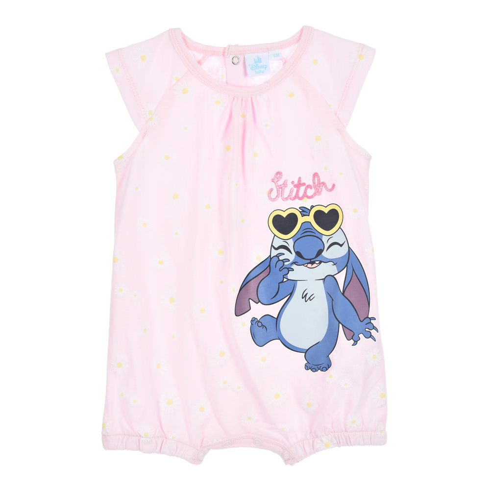 Pagliaccetto Stitch DISNEY Body Smanicato 100% Cotone Neonata - Ez00001rosa