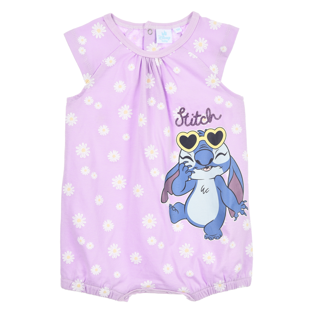 Pagliaccetto Stitch DISNEY Body Smanicato 100% Cotone Neonata - Ez00001lilla