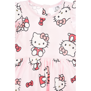 Abito Hello Kitty Sanrio Smanicato Neonata Vestitino Scamiciata in Cotone - Ez00016rosa