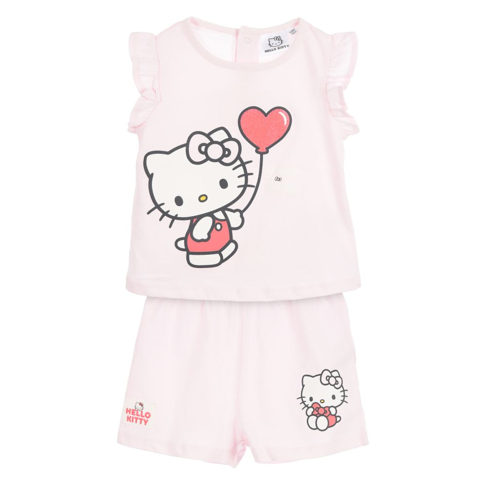 Completo Hello Kitty Sanrio 2 Pezzi Canotta e Shorts in Cotone Neonata - Ez00017rosa