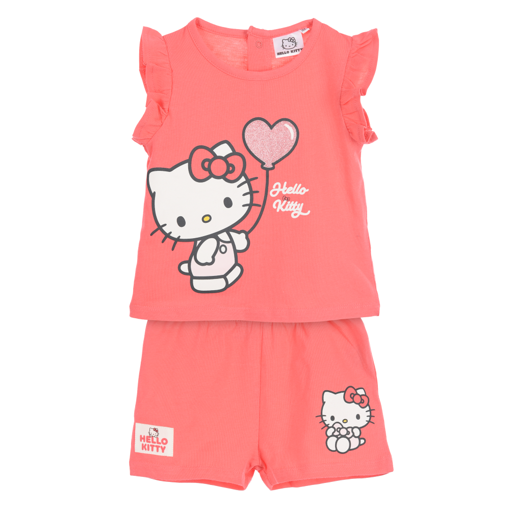 Completo Hello Kitty Sanrio 2 Pezzi Canotta e Shorts in Cotone Neonata - Ez00017rosso