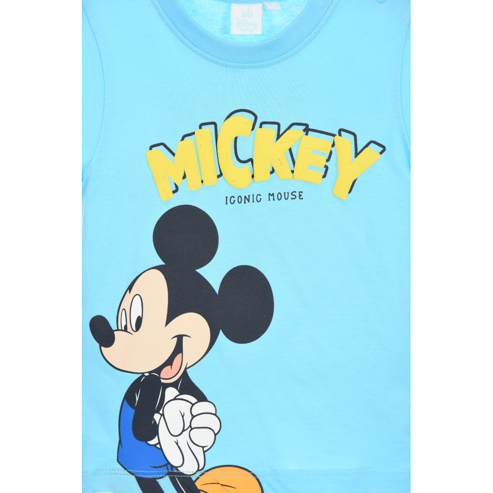 T-Shirt Maniche Corte Topolino DISNEY Maglietta 100% Cotone Neonato - Ez00011azzurro