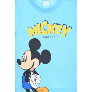 T-Shirt Maniche Corte Topolino DISNEY Maglietta 100% Cotone Neonato - Ez00011azzurro