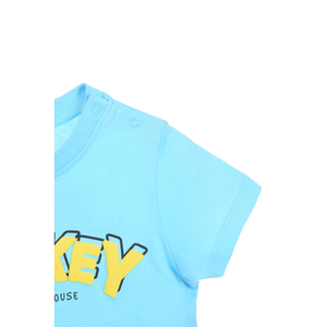 T-Shirt Maniche Corte Topolino DISNEY Maglietta 100% Cotone Neonato - Ez00011azzurro