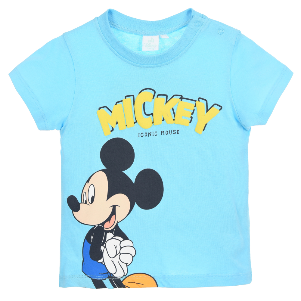 T-Shirt Maniche Corte Topolino DISNEY Maglietta 100% Cotone Neonato - Ez00011azzurro