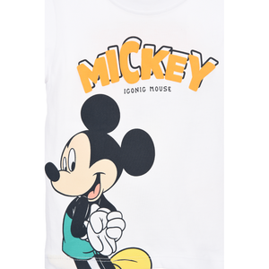 T-Shirt Maniche Corte Topolino DISNEY Maglietta 100% Cotone Neonato - Ez00011bianco