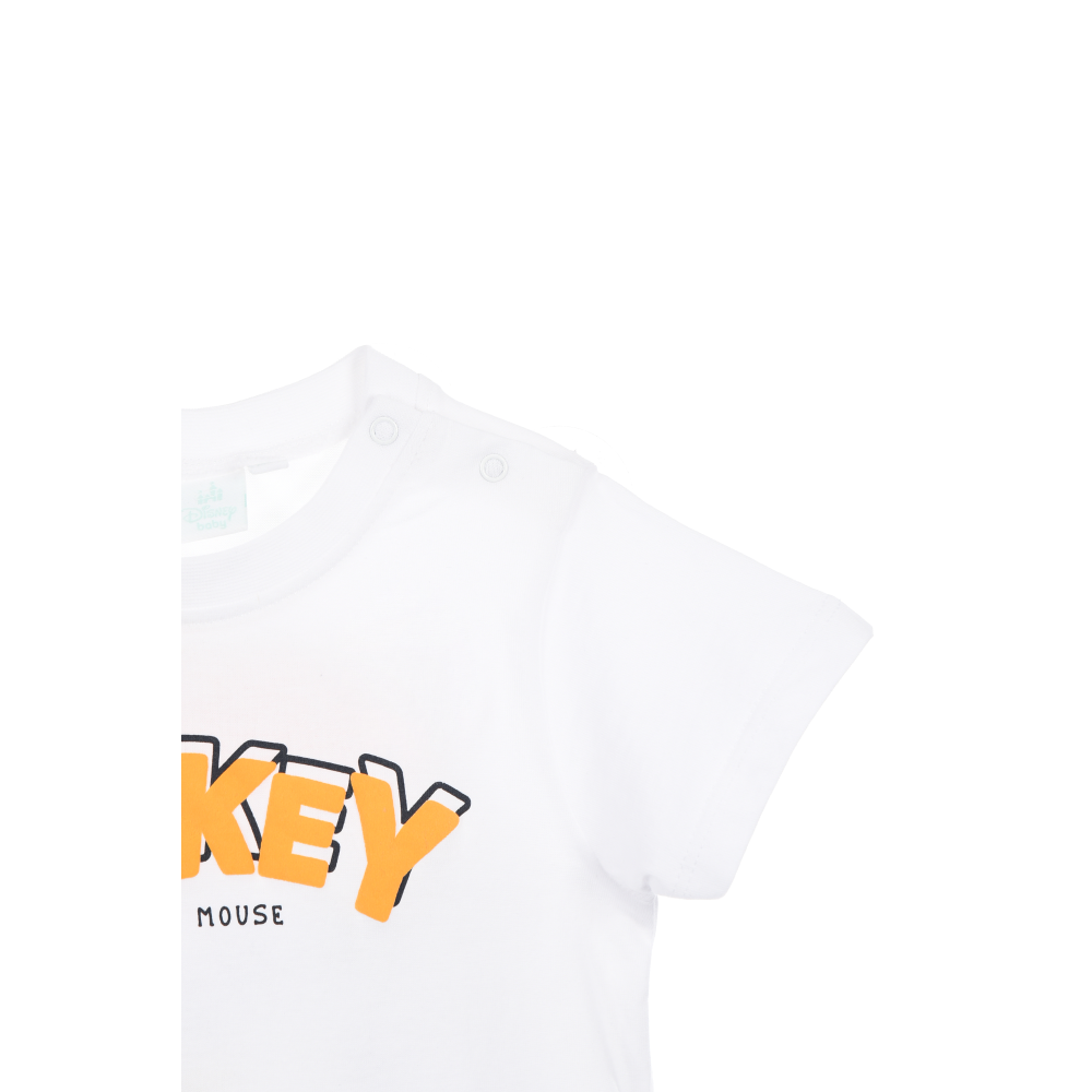 T-Shirt Maniche Corte Topolino DISNEY Maglietta 100% Cotone Neonato - Ez00011bianco