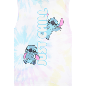Canotta Stitch DISNEY Bambina Smanicata Tie-Dye con Nodo Frontale 100% Cotone - Ez10051bianco