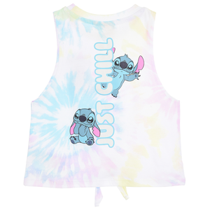 Canotta Stitch DISNEY Bambina Smanicata Tie-Dye con Nodo Frontale 100% Cotone - Ez10051bianco