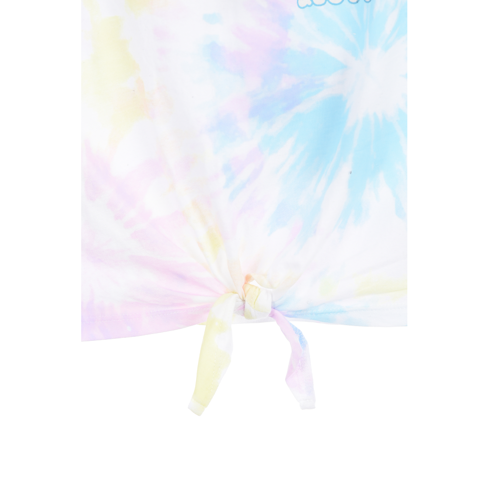 Canotta Stitch DISNEY Bambina Smanicata Tie-Dye con Nodo Frontale 100% Cotone - Ez10051bianco