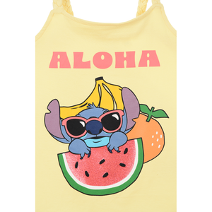 Canotta Stitch Aloha DISNEY Bambina con Spalline Incrociate 100% Cotone - Ez10052giallo
