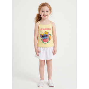 Canotta Stitch Aloha DISNEY Bambina con Spalline Incrociate 100% Cotone - Ez10052giallo