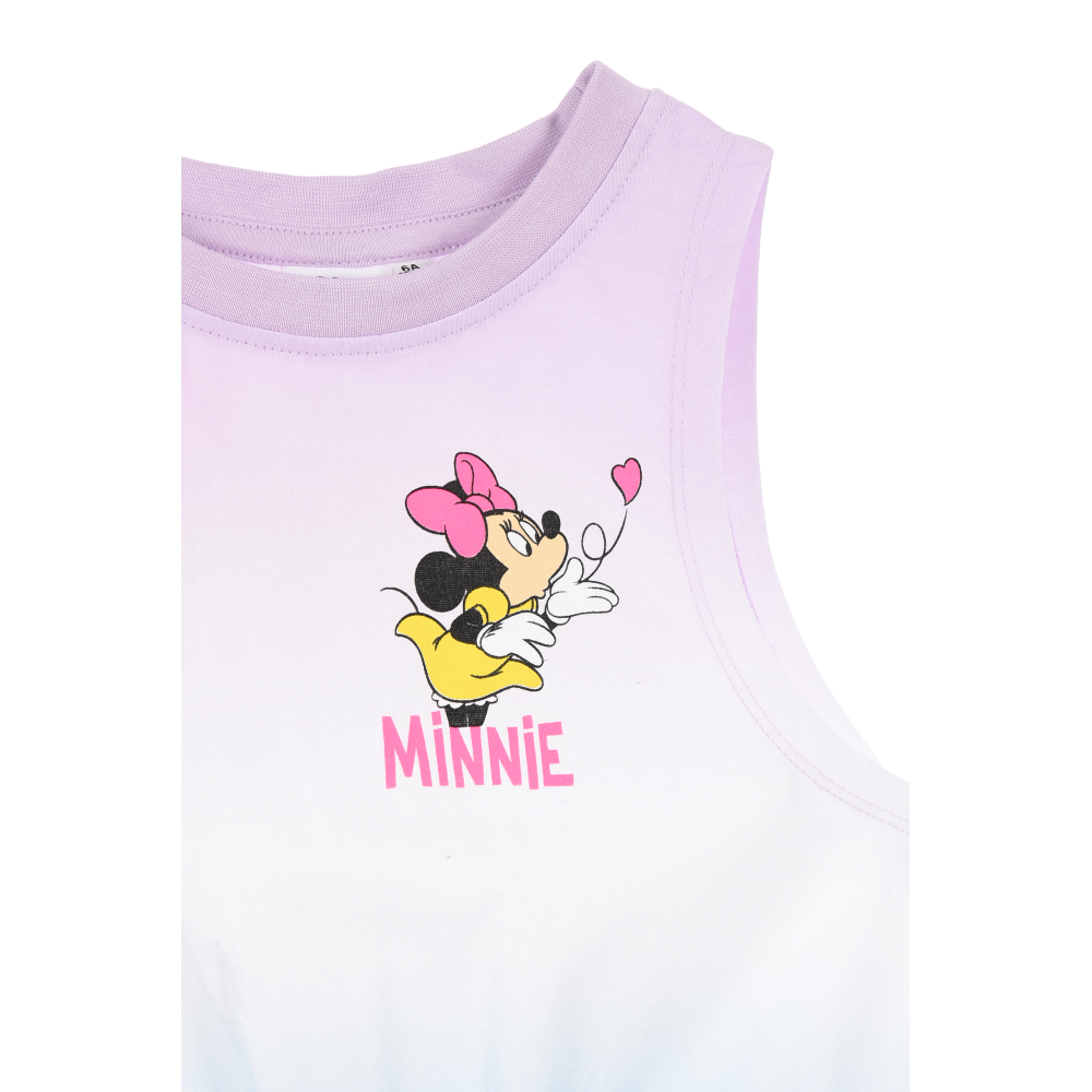 Canotta Minnie Topolino DISNEY Bambina Smanicata Sfumata con Nodo Frontale 100% Cotone - Ez10093lilla
