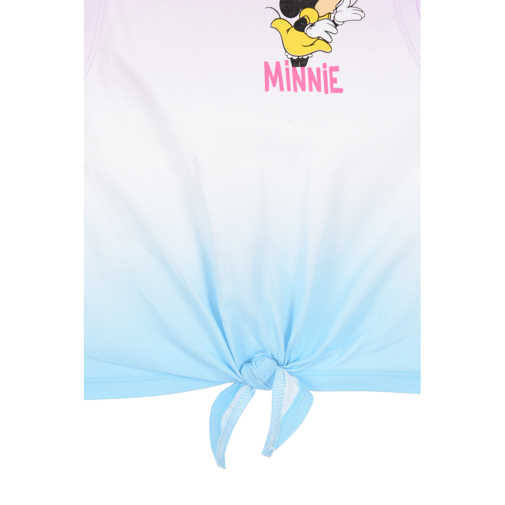 Canotta Minnie Topolino DISNEY Bambina Smanicata Sfumata con Nodo Frontale 100% Cotone - Ez10093lilla