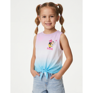 Canotta Minnie Topolino DISNEY Bambina Smanicata Sfumata con Nodo Frontale 100% Cotone - Ez10093lilla