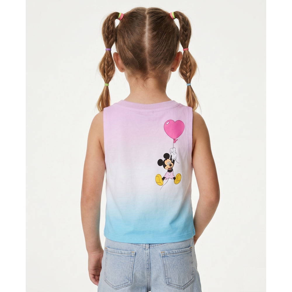 Canotta Minnie Topolino DISNEY Bambina Smanicata Sfumata con Nodo Frontale 100% Cotone - Ez10093lilla