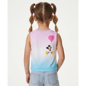 Canotta Minnie Topolino DISNEY Bambina Smanicata Sfumata con Nodo Frontale 100% Cotone - Ez10093lilla