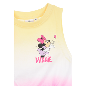 Canotta Minnie Topolino DISNEY Bambina Smanicata Sfumata con Nodo Frontale 100% Cotone - Ez10093giallo