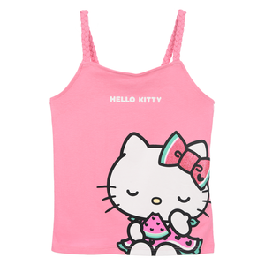 Canotta Hello Kitty Sanrio Bambina con Spalline Incrociate 100% Cotone - Ez10033rosa