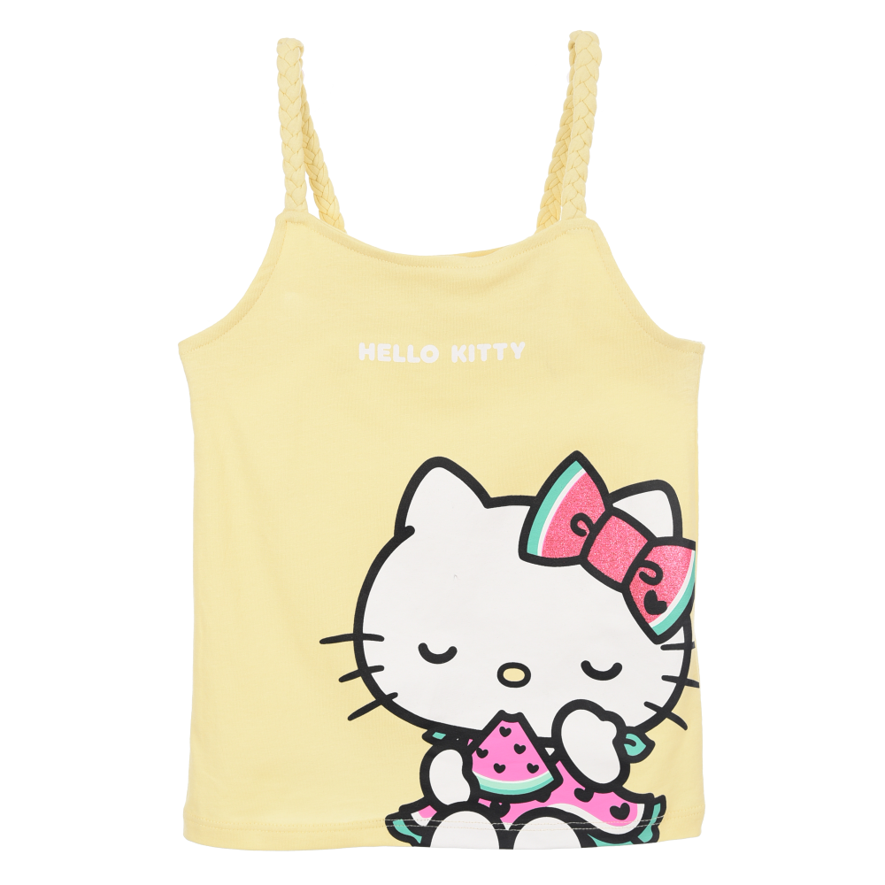 Canotta Hello Kitty Sanrio Bambina con Spalline Incrociate 100% Cotone - Ez10033giallo