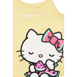 Canotta Hello Kitty Sanrio Bambina con Spalline Incrociate 100% Cotone - Ez10033giallo