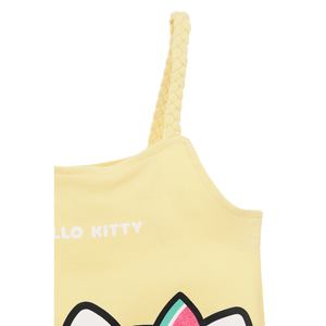 Canotta Hello Kitty Sanrio Bambina con Spalline Incrociate 100% Cotone - Ez10033giallo