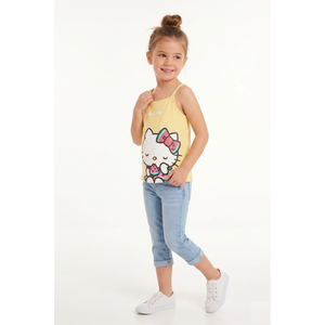 Canotta Hello Kitty Sanrio Bambina con Spalline Incrociate 100% Cotone - Ez10033giallo
