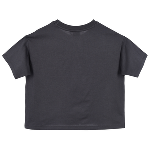 T-Shirt Crop Top Kuromi Sanrio Maglietta Maniche Corte 100% Cotone Ragazzina - Ez16024grigio