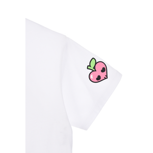 T-Shirt Crop Top Kuromi Sanrio Maglietta Maniche Corte 100% Cotone Ragazzina - Ez16024bianco