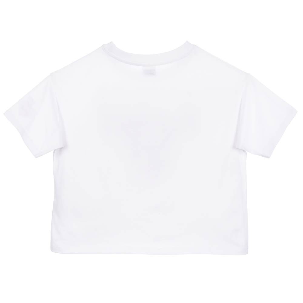 T-Shirt Crop Top Kuromi Sanrio Maglietta Maniche Corte 100% Cotone Ragazzina - Ez16024bianco