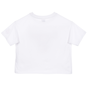T-Shirt Crop Top Kuromi Sanrio Maglietta Maniche Corte 100% Cotone Ragazzina - Ez16024bianco