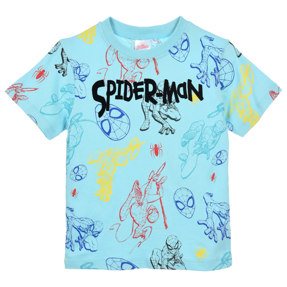 T-Shirt Spiderman MARVEL Maniche Corte Maglietta 100% Cotone Bambino - Ez10137azzurro