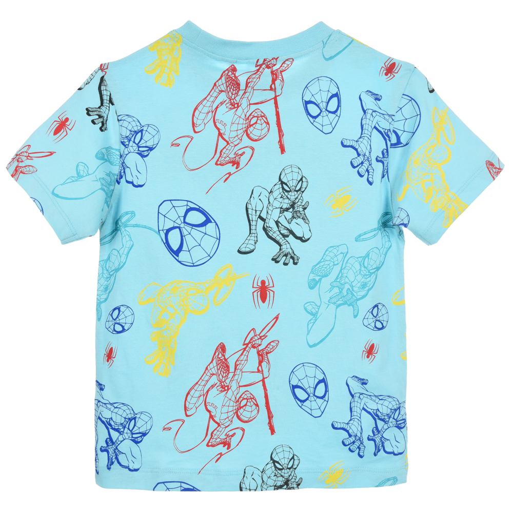 T-Shirt Spiderman MARVEL Maniche Corte Maglietta 100% Cotone Bambino - Ez10137azzurro