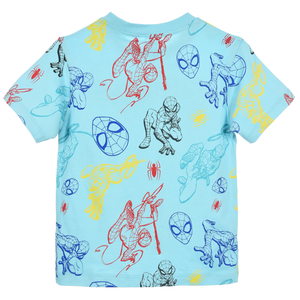 T-Shirt Spiderman MARVEL Maniche Corte Maglietta 100% Cotone Bambino - Ez10137azzurro