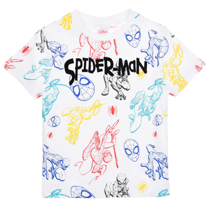 T-Shirt Spiderman MARVEL Maniche Corte Maglietta 100% Cotone Bambino - Ez10137bianco