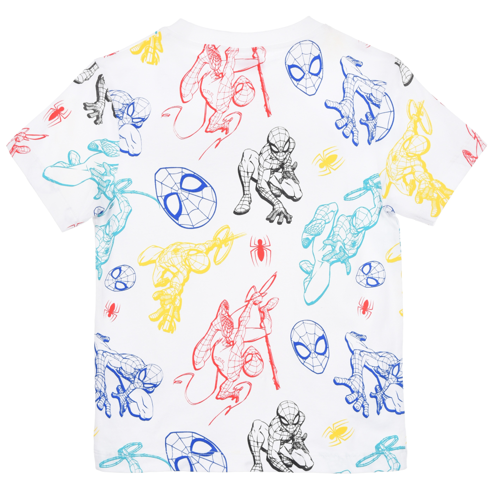 T-Shirt Spiderman MARVEL Maniche Corte Maglietta 100% Cotone Bambino - Ez10137bianco