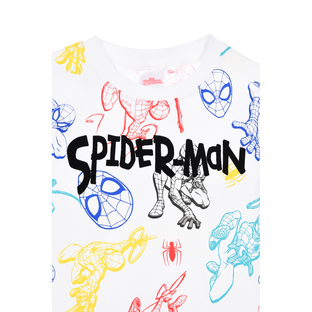 T-Shirt Spiderman MARVEL Maniche Corte Maglietta 100% Cotone Bambino - Ez10137bianco