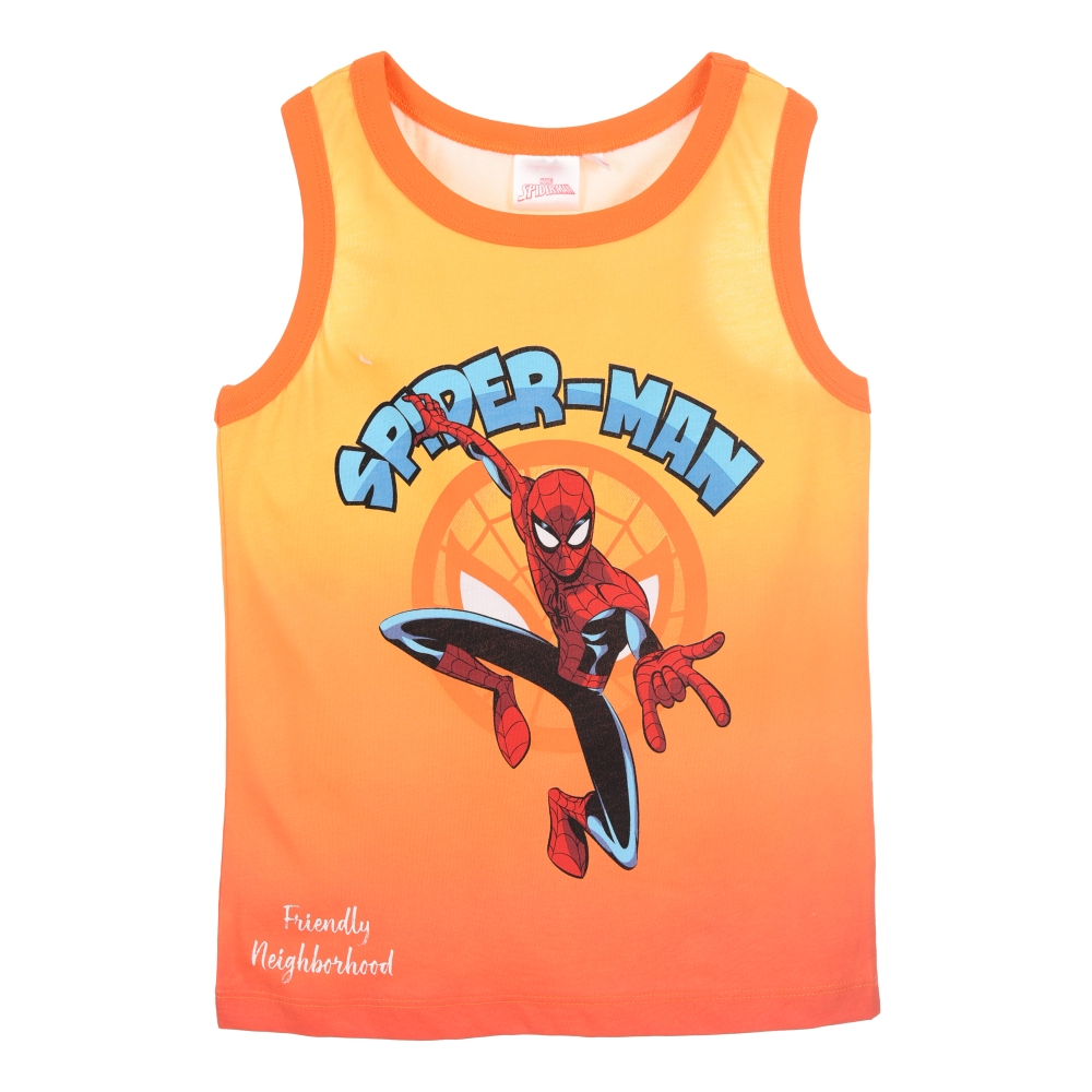 Canotta Spiderman MARVEL Bambino Smanicata 100% Cotone con Stampa Frontale - Ez10126arancio