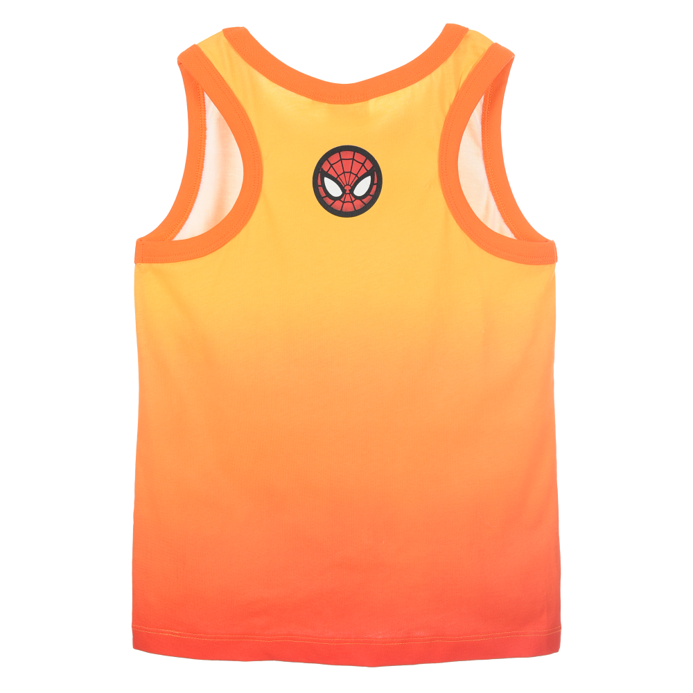 Canotta Spiderman MARVEL Bambino Smanicata 100% Cotone con Stampa Frontale - Ez10126arancio