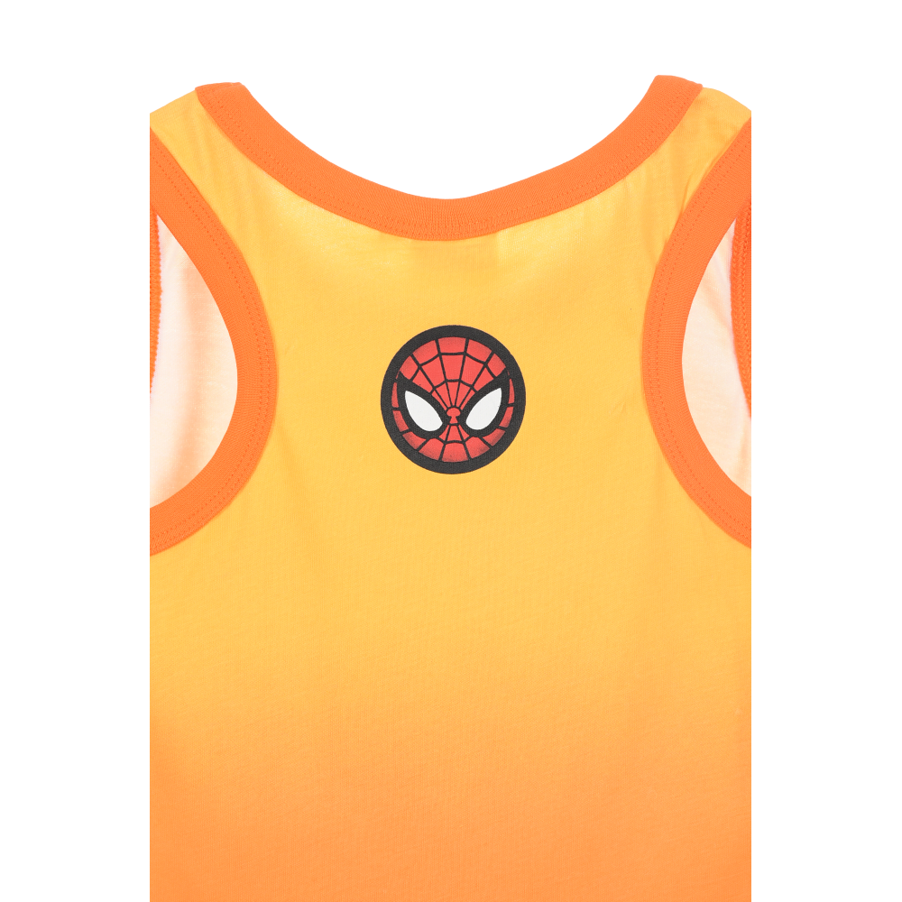 Canotta Spiderman MARVEL Bambino Smanicata 100% Cotone con Stampa Frontale - Ez10126arancio
