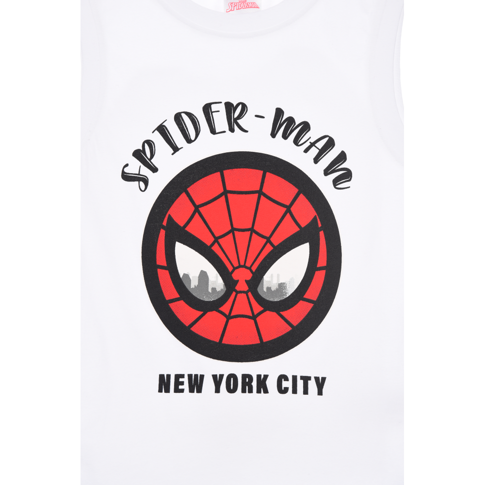 Canotta Spiderman MARVEL Bambino Smanicata 100% Cotone con Stampa Frontale - Ez10129bianco