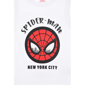 Canotta Spiderman MARVEL Bambino Smanicata 100% Cotone con Stampa Frontale - Ez10129bianco