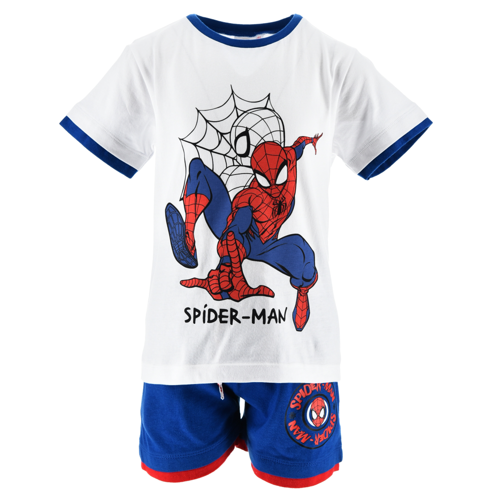 Completo Spiderman MARVEL 2 Pezzi T-Shirt e Bermuda in Cotone Bambino - Ez10223bianco