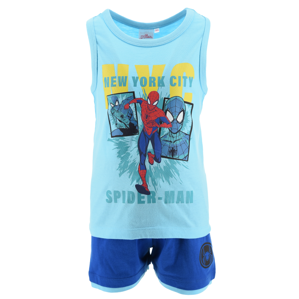 Completo Spiderman MARVEL 2 Pezzi Canotta e Bermuda in Cotone Bambino - Ez10133azzurro